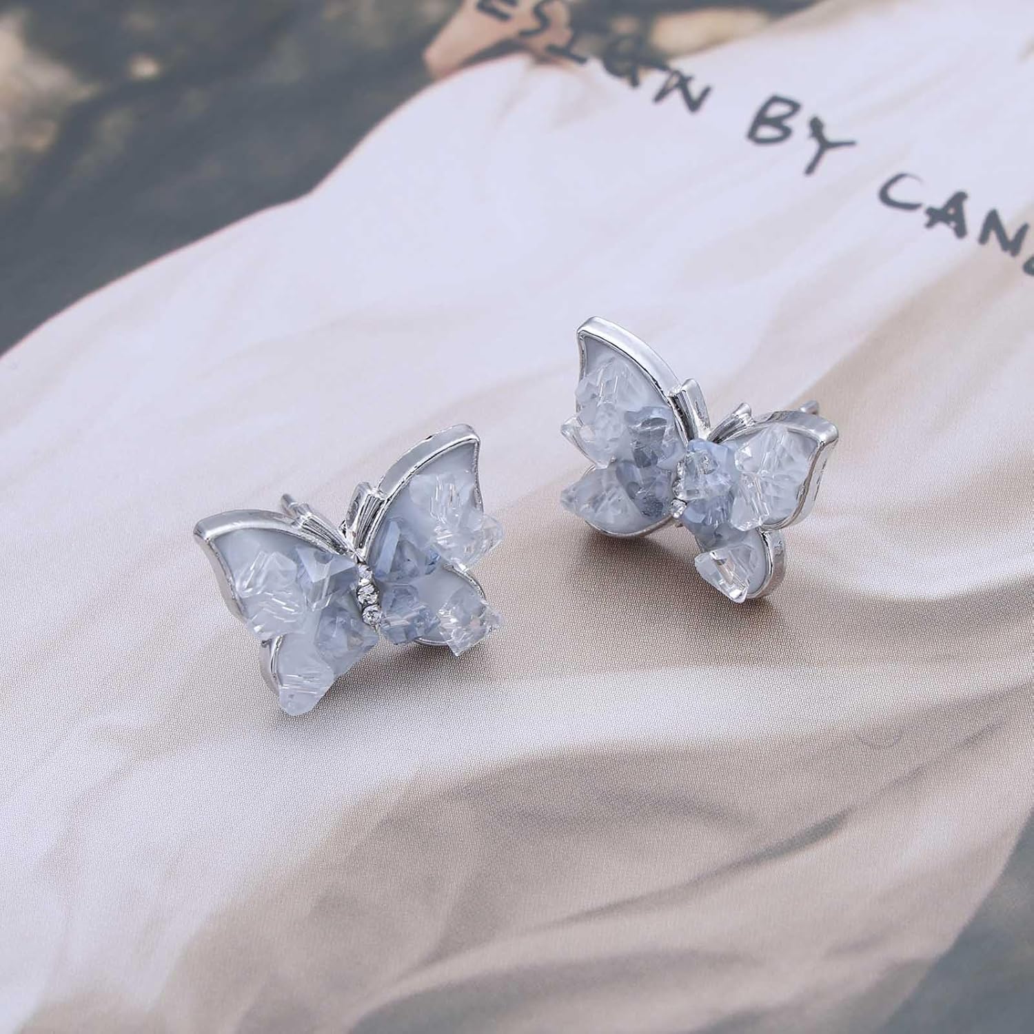 Bohemian Crystal Butterfly Stud Earrings Blue Cz Butterfly Earrings Small Butterfly Stud Earrings Blue Rhinestone Butterfly Earrings Jewelry for Women - Image 6