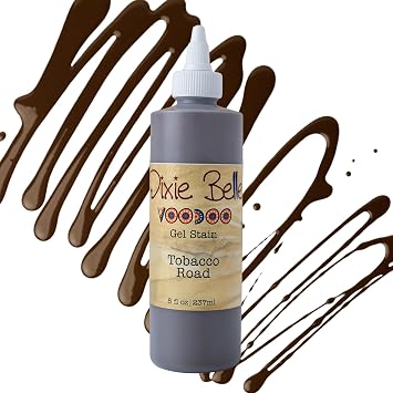 Dixie Belle Voodoo Gel Stain - Tobacco Road 8oz - Warm Brown Water-Based Stain for Wood Projects - Wood Grain Enhancer - 8 Fl Oz