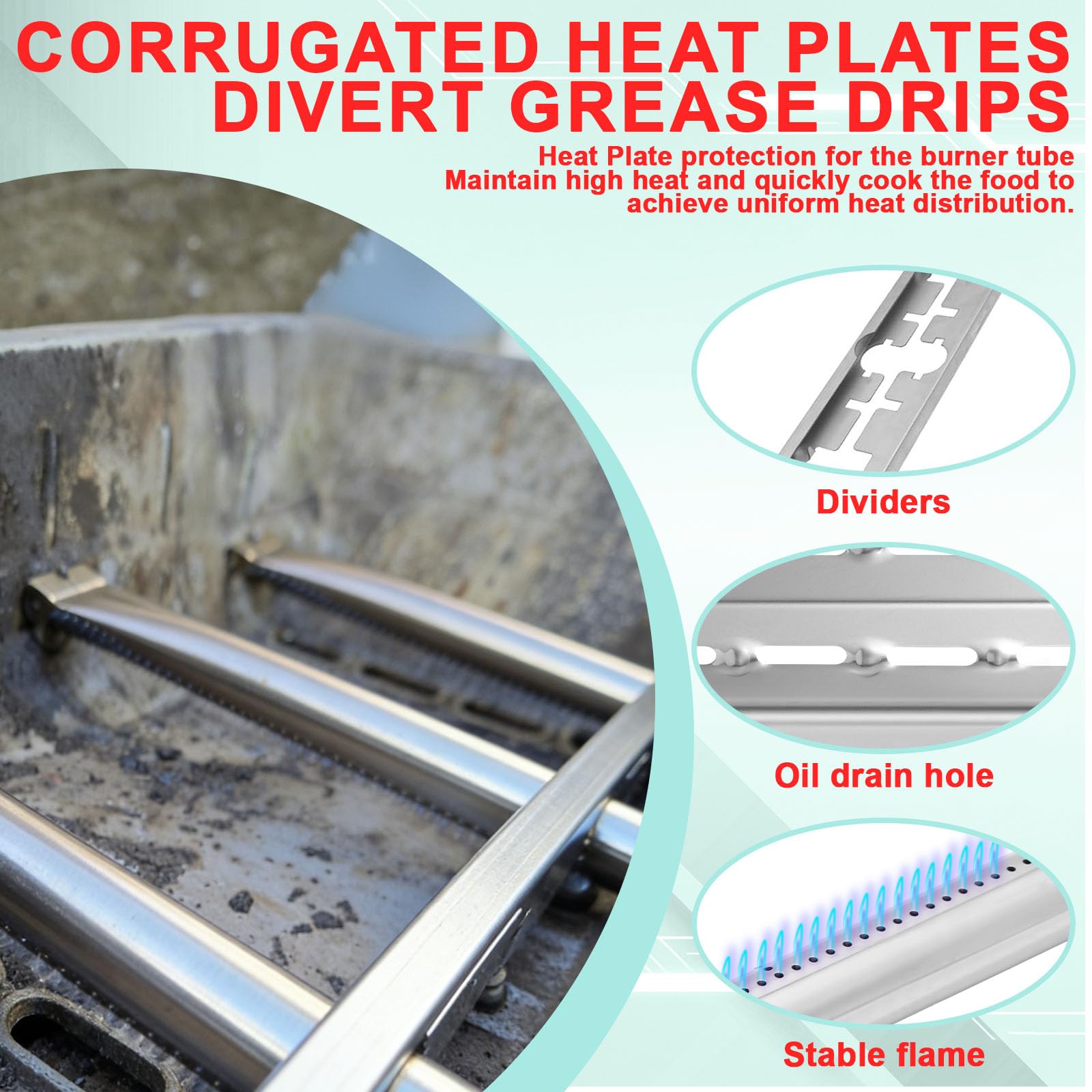 Parti di ricambio per barbecue Broil King Signet 320, Signet 20, 90, 9468-54, 9865-54, 9468-54 serie Sovereign, divisore Flav-R-Wave, scudi per bruciatori e piastre riscaldanti e starter a carbone per
