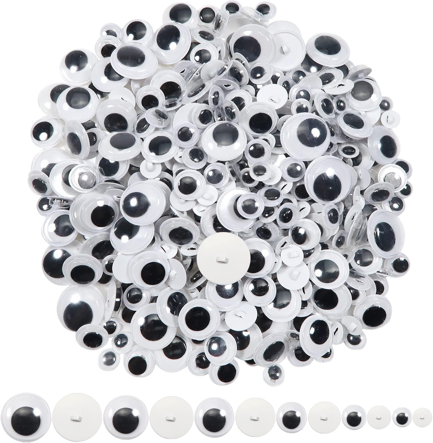 50 Pcs Sew On Googly Wiggle Eyes Button for DIY Crafts