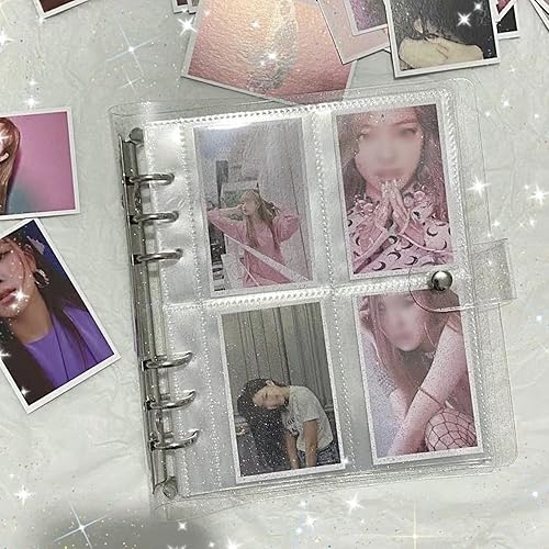 Carpeta para tarjetas fotográficas Kpop, 200 bolsillos, álbum de fotos portátil, cubierta transparente brillante y recargable para mini Instax,