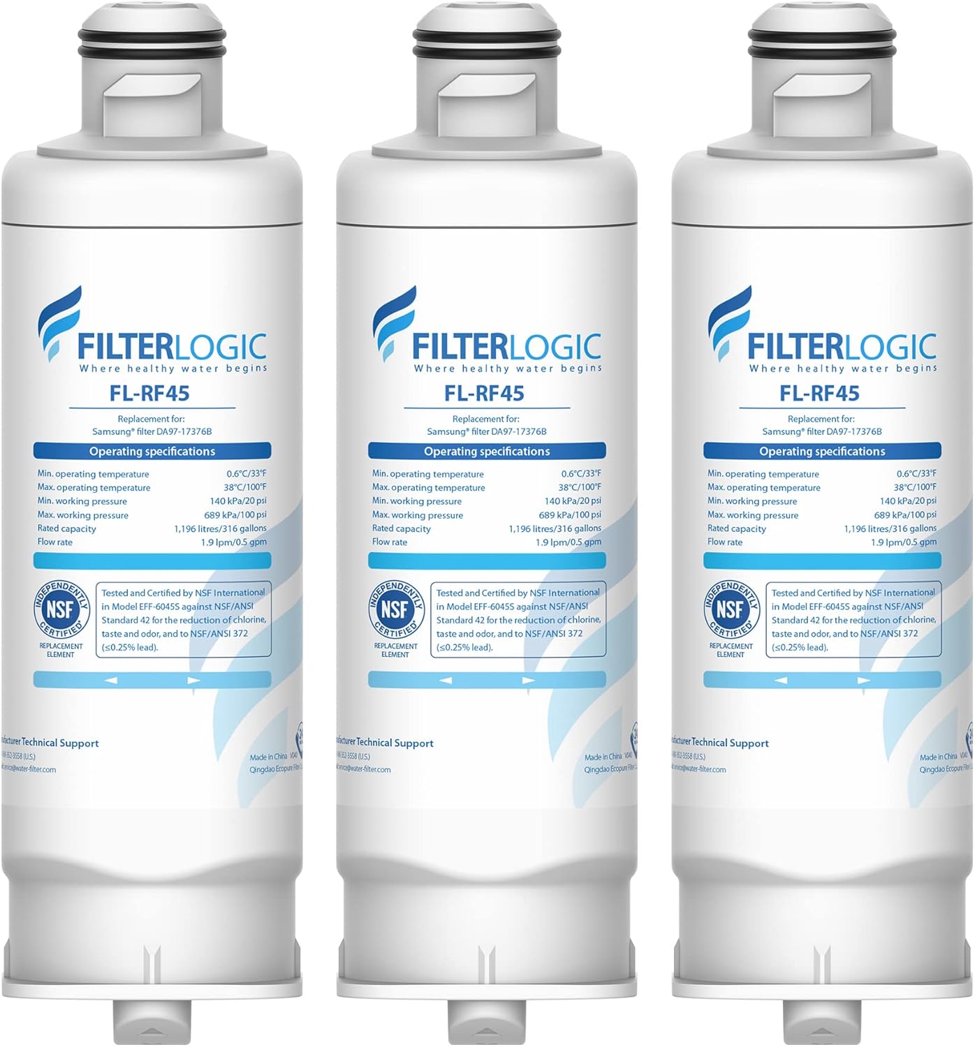 Filterlogic DA9717376B Refrigerator Water Filter, Replacement for