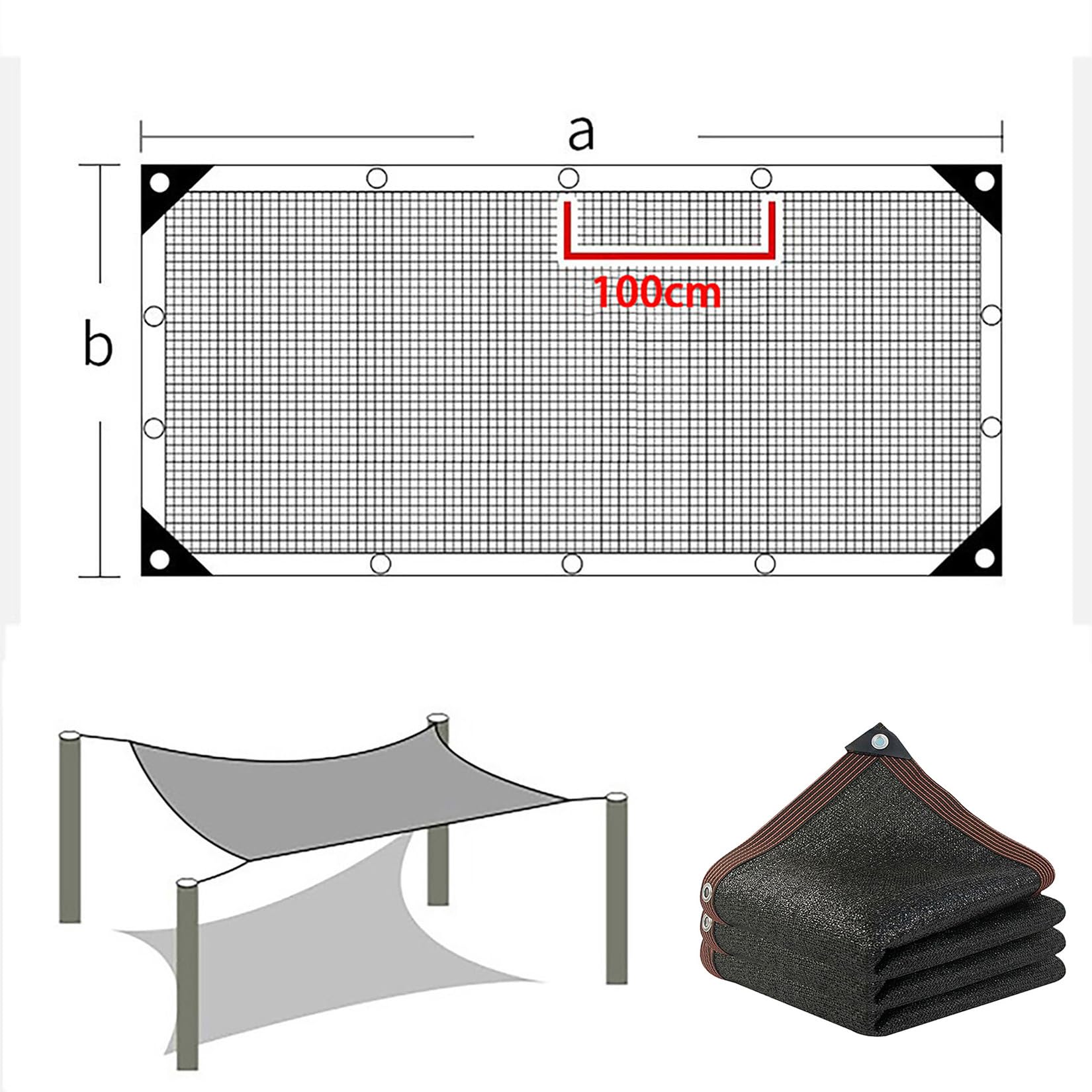 Malla de Sombreo 90% Negra,5x8m Red Parasol Exterior con Ojales,Velas de Sombra HDPE Protección Solar Transpirable para Jardín,Patio,Terraza y Invernadero