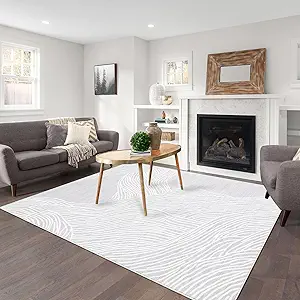 GarveeHome Large Area Rug 10x13 Non Slip Washable Rug Modern Abstract Area Rug for Living Room Soft Indoor Non-Shedding Carpet Low Pile Foldable Thin Rug for Bedroom Nursery Office Grey/White