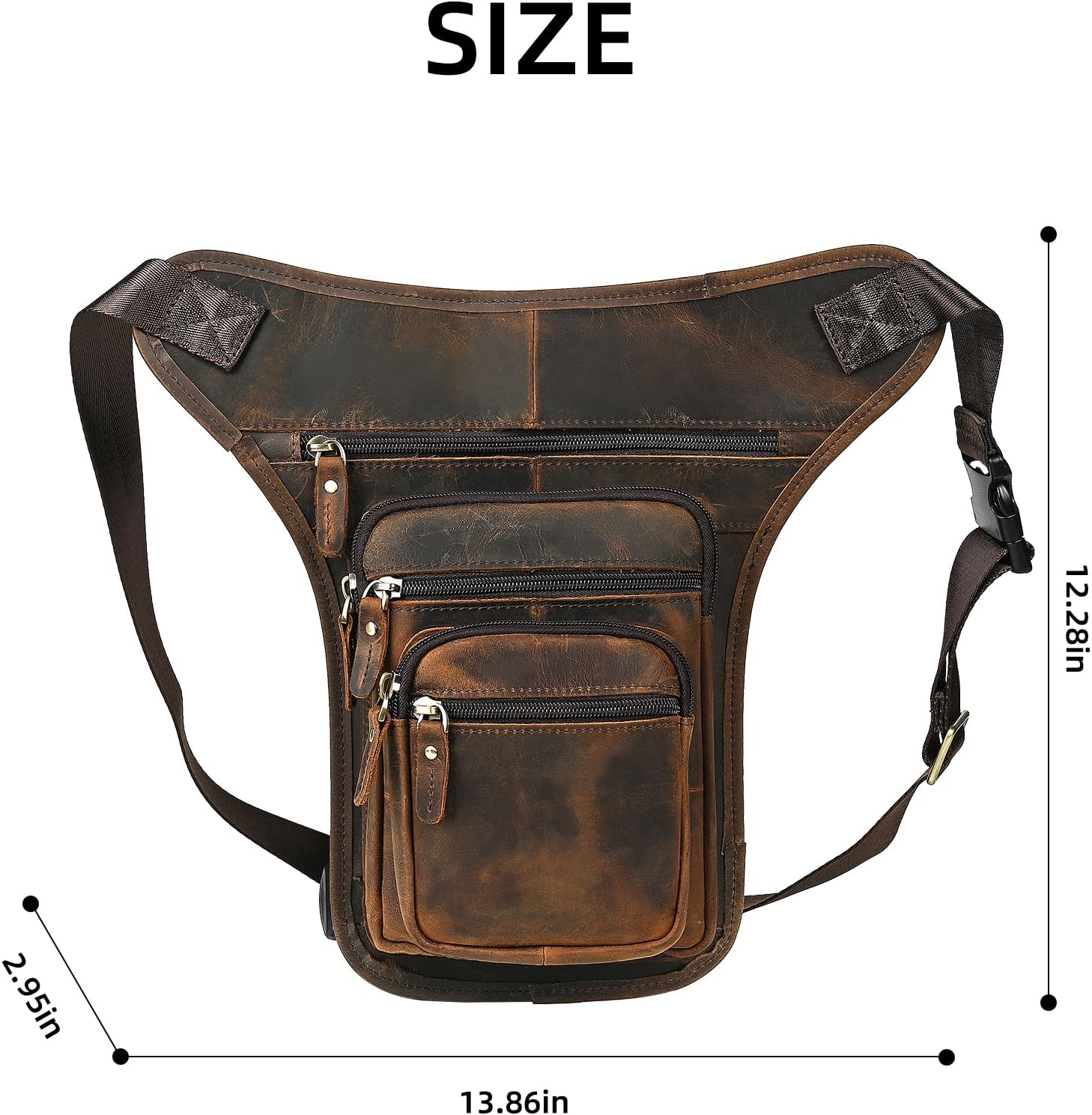 Water Resistant Canvas + Leather Motorcycle Travel Fanny Waist Pack Drop Thigh Leg Bag Pouch For Men Women FB913-5