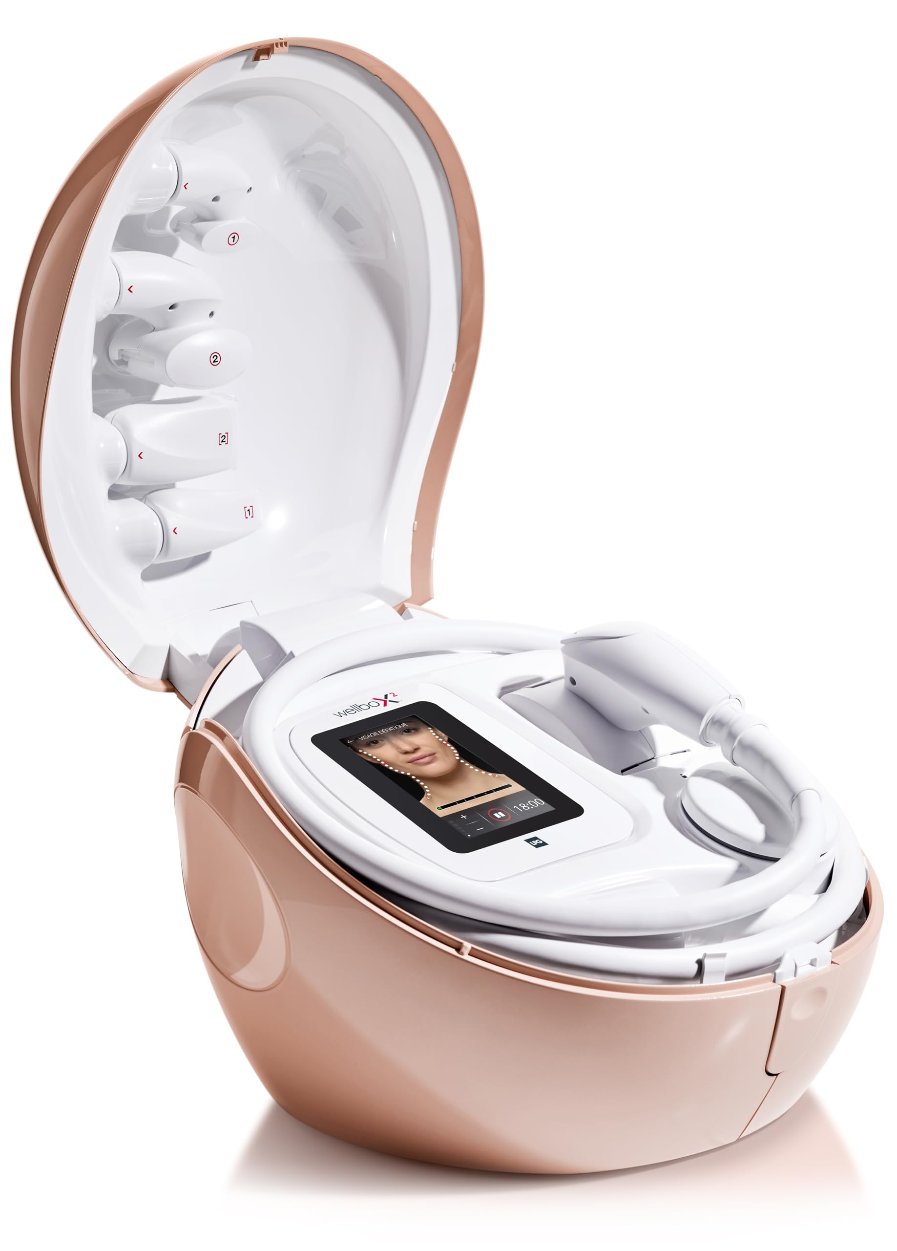LPG - WELLBOX² Neue Generation (2024) - Anti-Aging und Zelluläre Stimulation Vorrichtung - 100% Natürliche & Bewiesene Methode - Touchscreen & 80 Interaktive Programme - Nude | 5 Austauschbare Aufsätze, 3 ROLL-Aufsätze, 2 LIFT-Aufsätze, Saugfrequenz 16 Hz