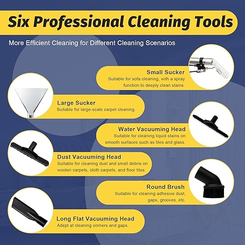 Miniatura 7 de Máquina de limpieza comercial de alfombras, 1000 W, 110 V, 40 L11 galón, profesional, comercial, 3 en 1, limpiador de cepillo de piso, extractor de