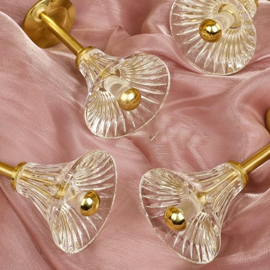Embrasses de Rideaux, Crochets muraux pour Rideaux, Supports de Rideaux en Laiton et Cristal Artificiel, embrasses décoratives pour Salon et Chambre (Lot de 4), Lot de 4,Set of 4