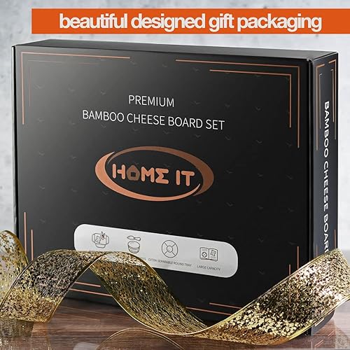 Miniatura 2 de Juego de regalo de tablas de embutidos de bambú, juego de tablas de carne y queso simple con accesorios de tabla de charcutería, regalos del día de