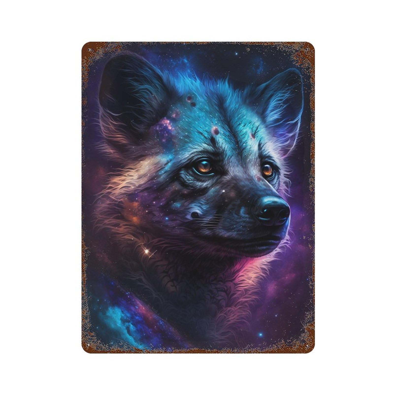 Cosmic Wolf Portrait-28 Vintage Rust Metal Sign 15.7"x11.8", for Garage, Bar And Workshop Decor, Decorative Metal Wall Art