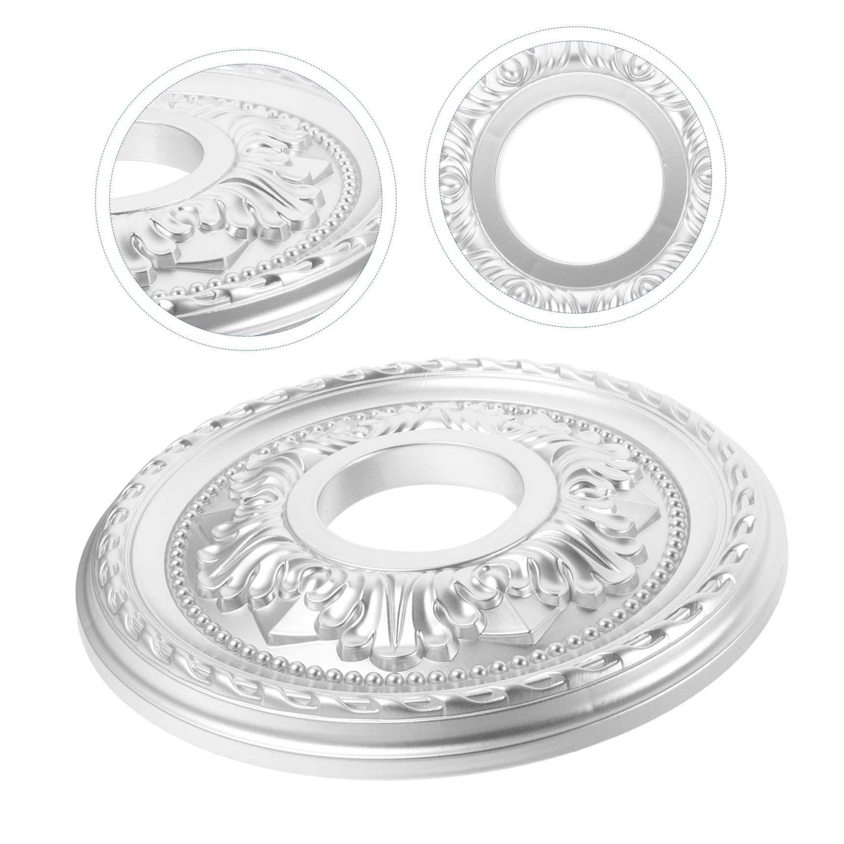 Medaglione Circolare per Soffitto in Pu, Stile Vintage, Argento