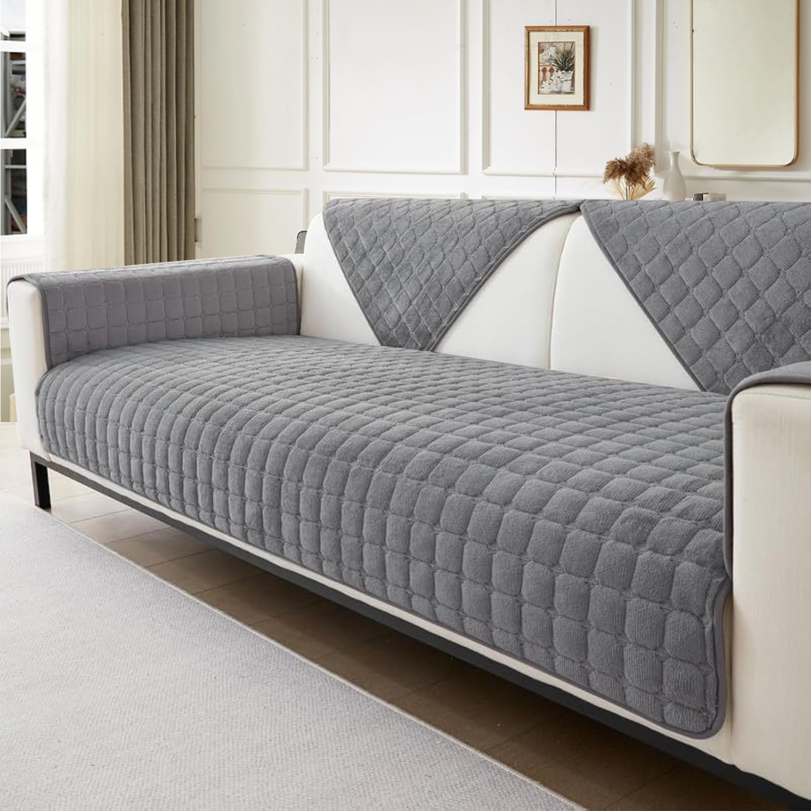 Funda de Sofá Esquinero en Forma L - 1 2 3 4 Plazas - Manta de Terciopelo Antideslizante para Sofá