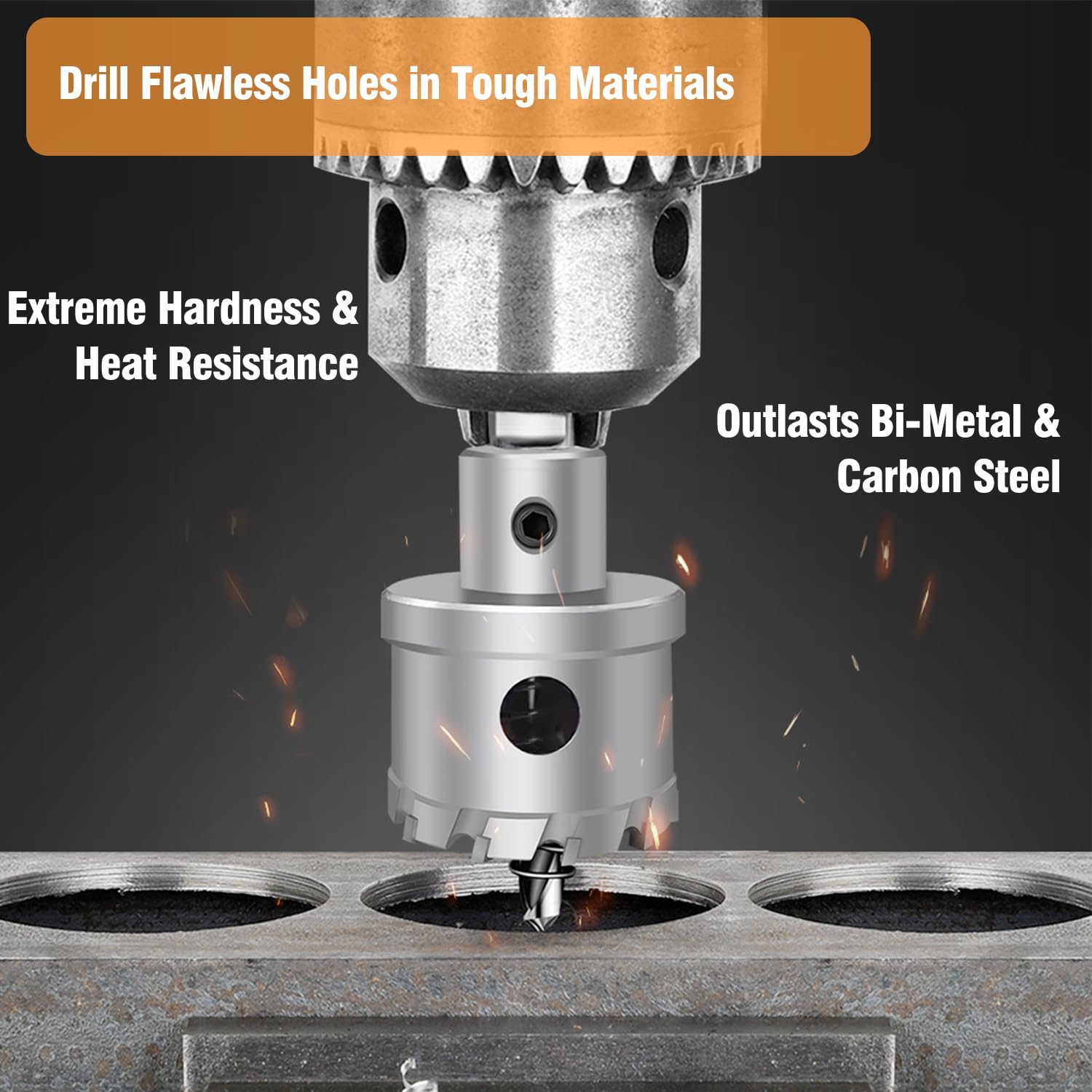 2-1/2Inch (64mm) TCT Hole Saw Kit, Tungsten Carbide Tipped Heavy Duty Hole Cutter with Spring-Loaded Pilot Drill Bit for Stainless Steel, Hard Metal, Iron, Wood, Plastic (2-1/2" (64mm))