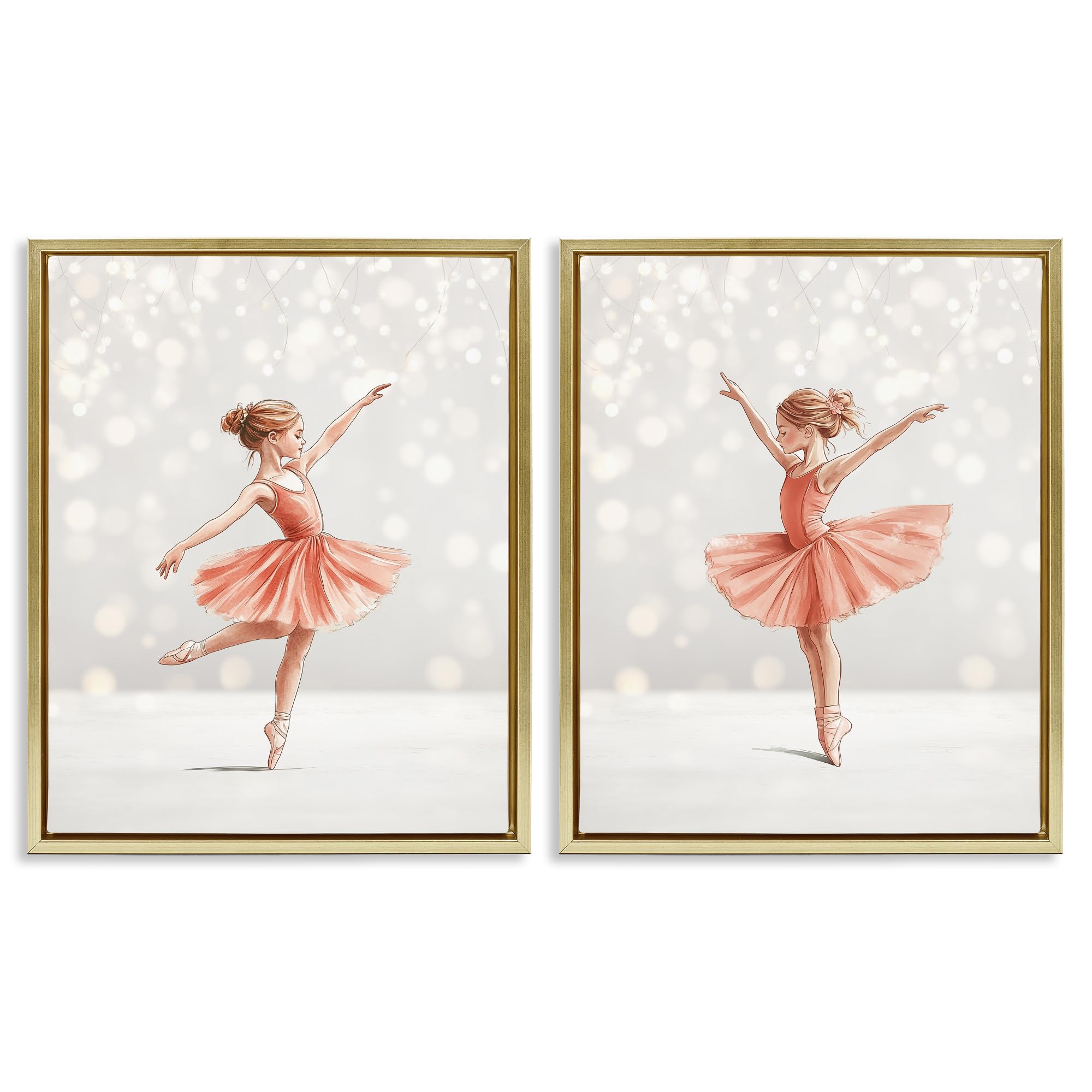 Stupell Industries Metallic Gold (Matte) 'Dancers In The Light', 2Pc Floating Frame Art Set 2, Gold, 25 X 31 Inches, Easy To Hang And Sturdy, Made In Usa, By Christine Simpson Art