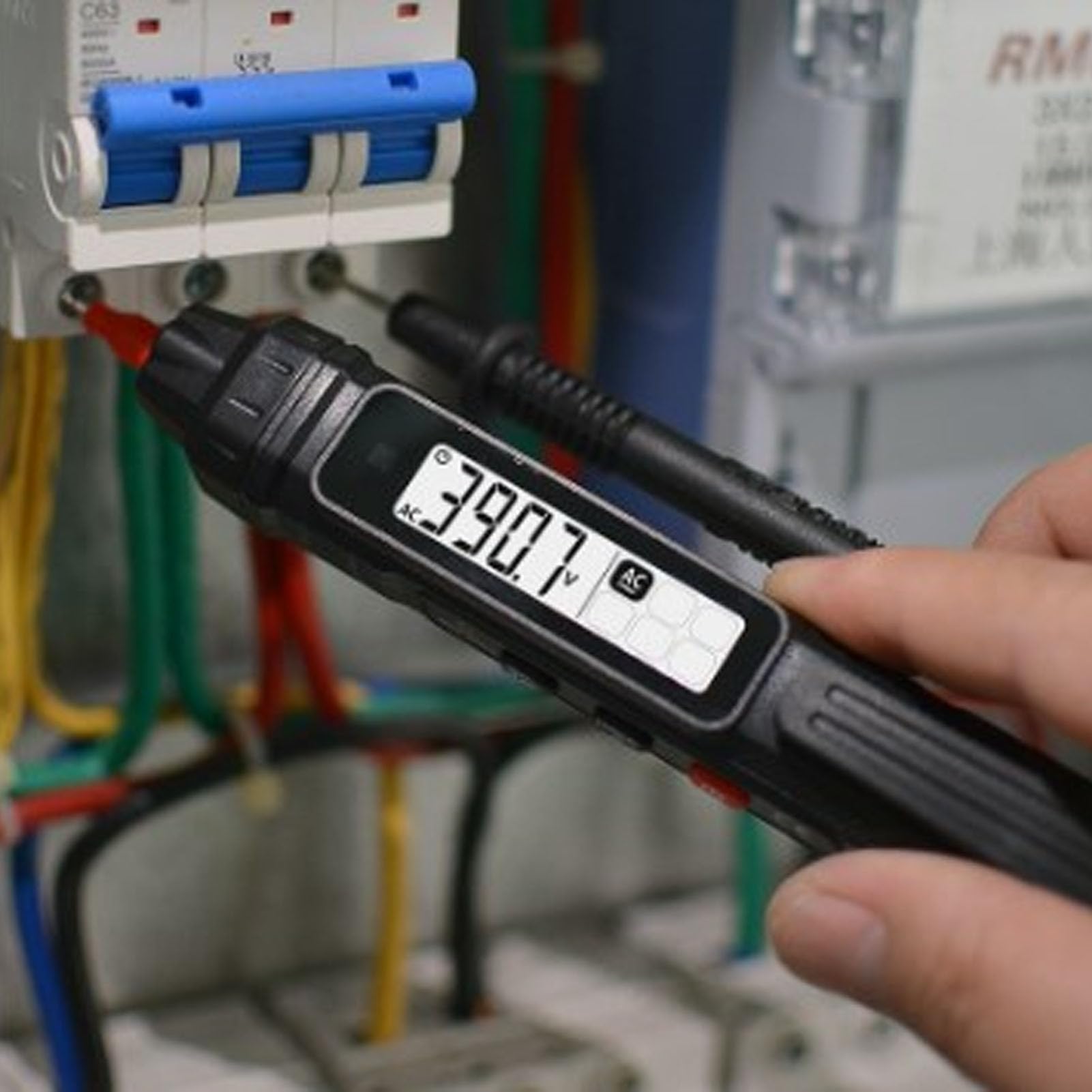 Eujgoov Elektryczny długopis testowy z oświetleniem LED, cyfrowy tester światła z woltomierzem 4000 zliczeń Tester obwodu rezystancji napięcia AC-DC
