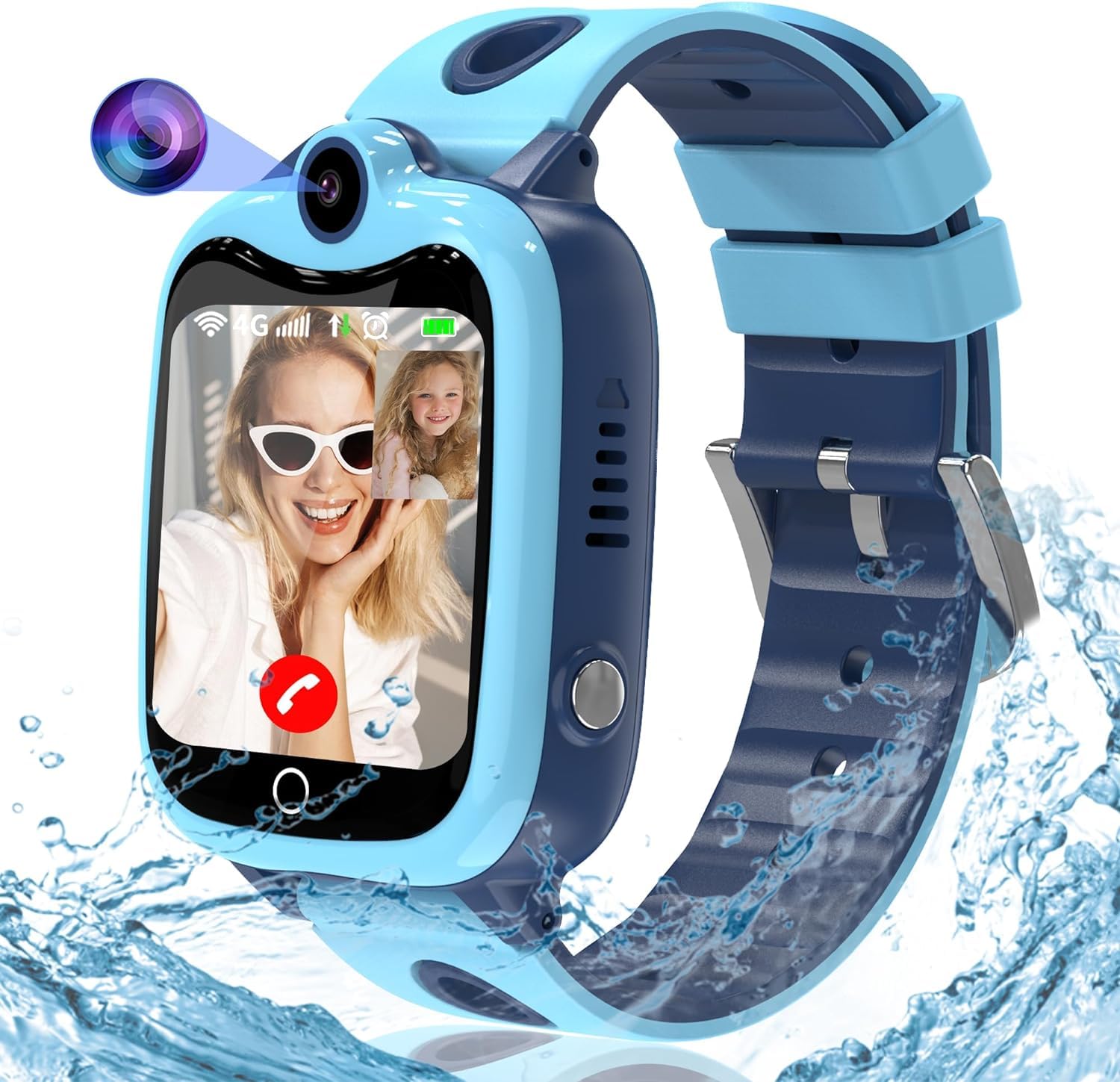 Reloj Inteligente Niño 4G, Smartwatch Niños con Videollamada, Reloj GPS Niños Localizador y Llamadas SOS Chat SMS Juego Despertador Impermeable Modo Clase,Relojcon Tarjeta SIM Regalo Niña Niño