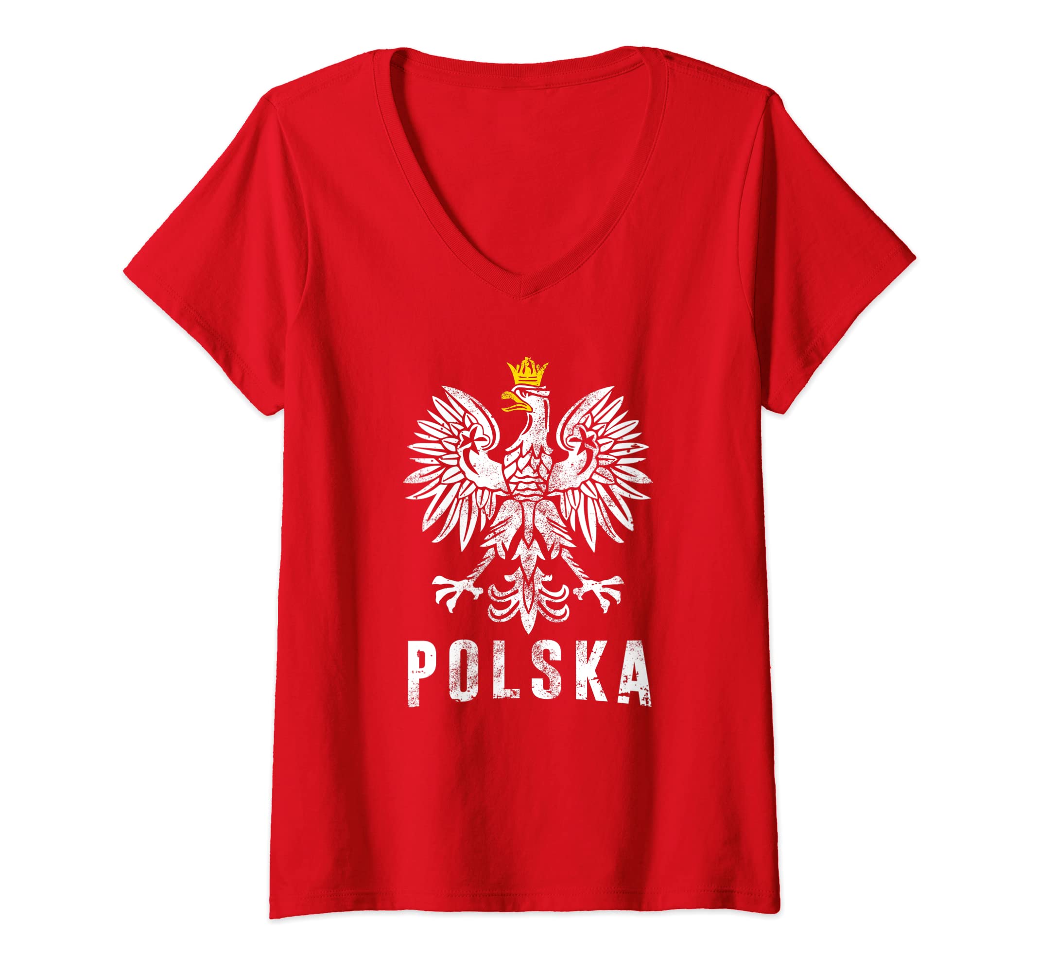 Poland pride Polish patriotic eagle gift shirtsWomens Polska Pride Vintage distressed Polish eagle patriotic gift V-Neck T-Shirt