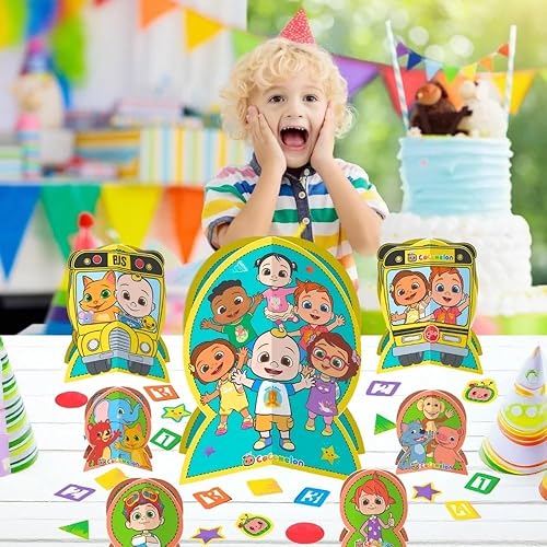 Miniatura 4 de Kit de centro de mesa (juego de 27 piezas)  Alta calidad y resistente, perfecto esencial para fiestas temáticas y eventos, Cocomelon