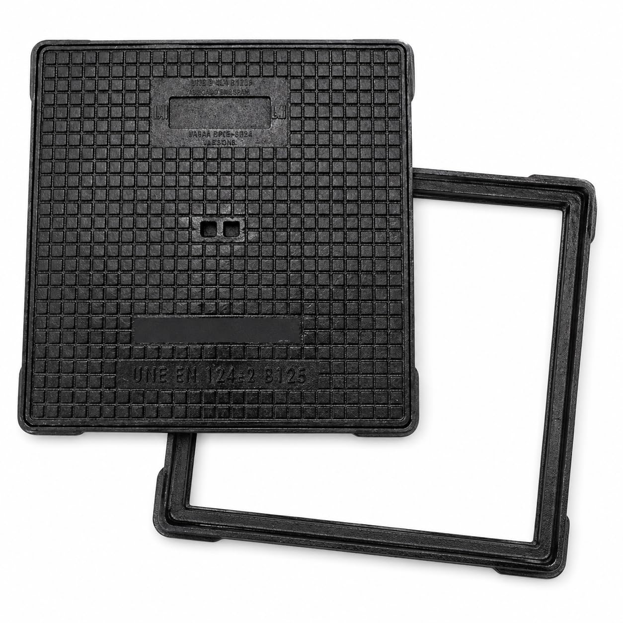 Tapa Arqueta Hierro Fundido 70×70  cm – Clase C250 (Carga máx. 25  toneladas) con Marco, Norma EN124 – Uso Profesional para Vía Pública o Particular