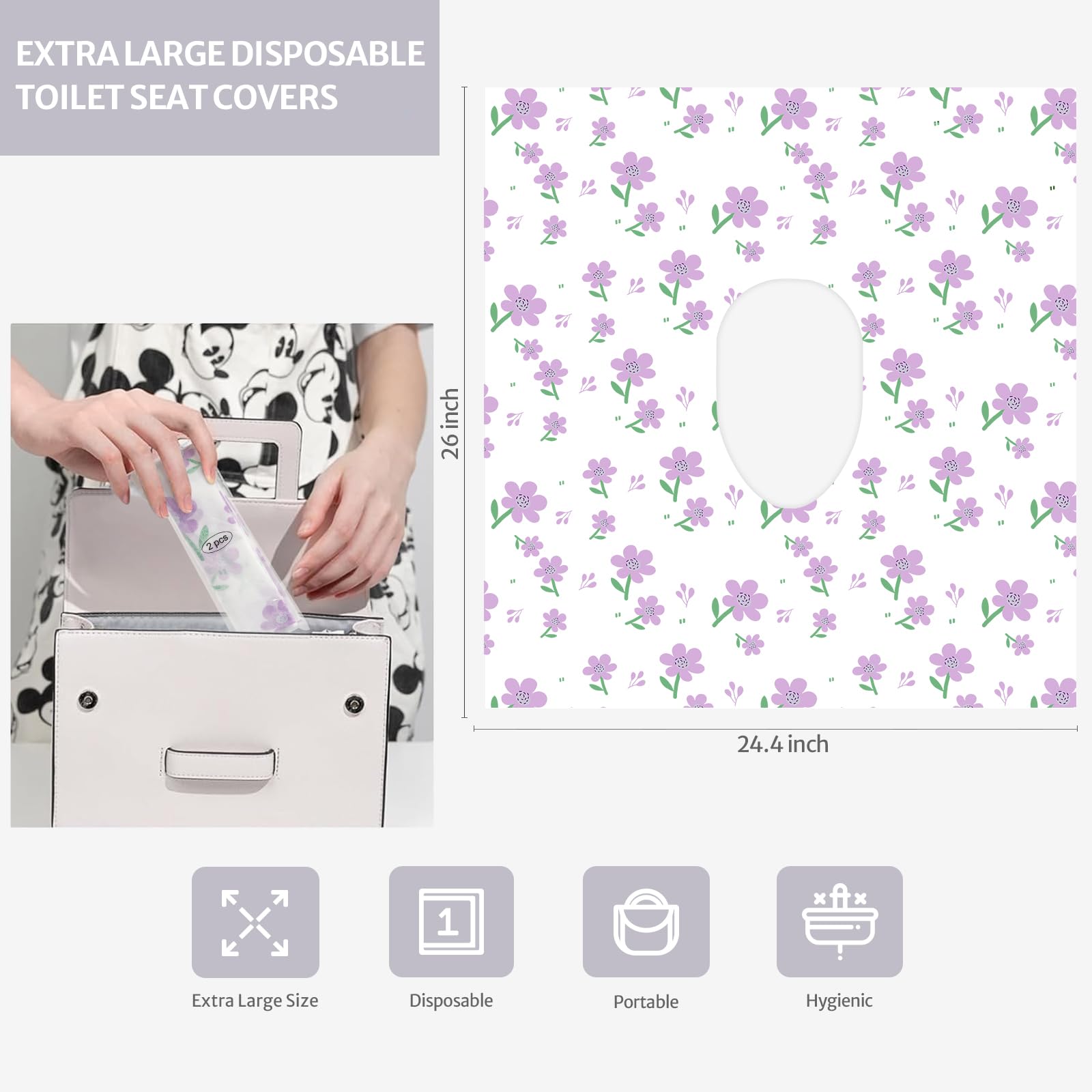 Blissful Diary 20 fundas desechables para asiento de inodoro para niños pequeños y adultos, extra grandes, impermeables, paquete portátil para viajes, entrenamiento de orinal para niños (flores
