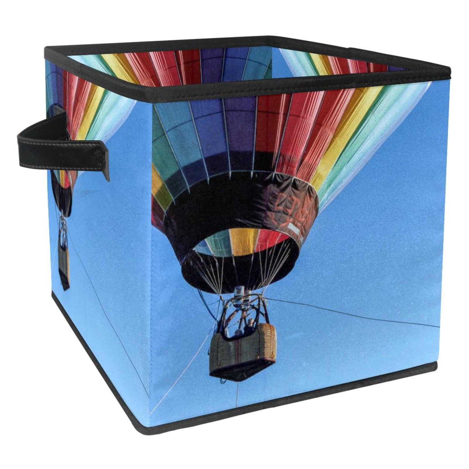 Boîte de rangement pliable cube en tissu à motif montgolfière