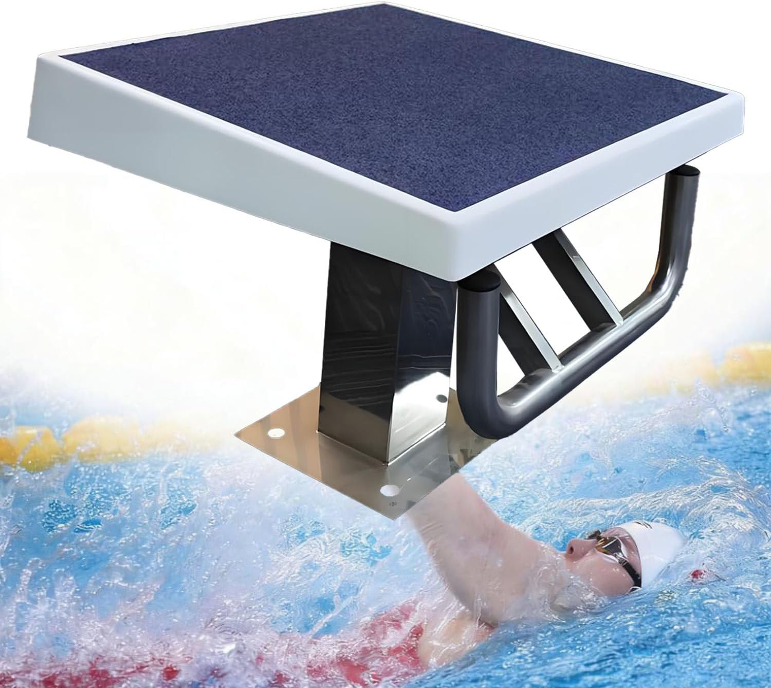 Diving Board Professional Heavy Duty Diving Board,Stainless Pool Jumping Platform,Competition Diving Board Deck,Load 600lbs,Inclined at 15° B