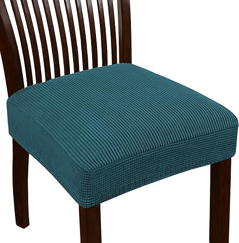 Vista 12 de Turquoize Juego de 4 fundas elásticas para sillas de comedor, fundas de asiento para sillas de comedor, extraíbles y lavables, fundas de cojín Negro