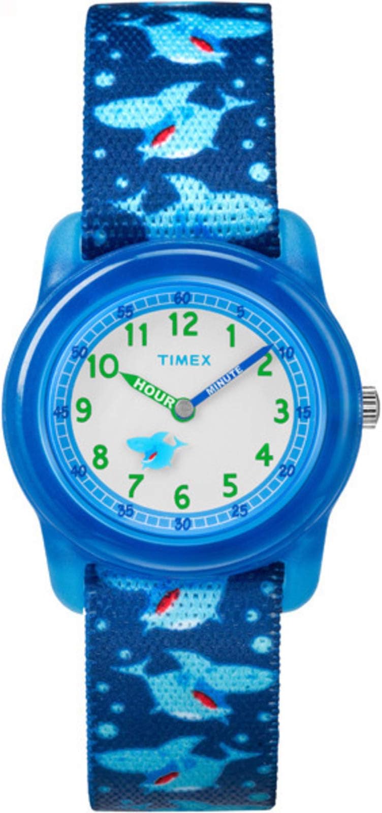 Timex TIME Machines 29mm Blue/Yellow Stripe Elastic Fabric Kids Watch