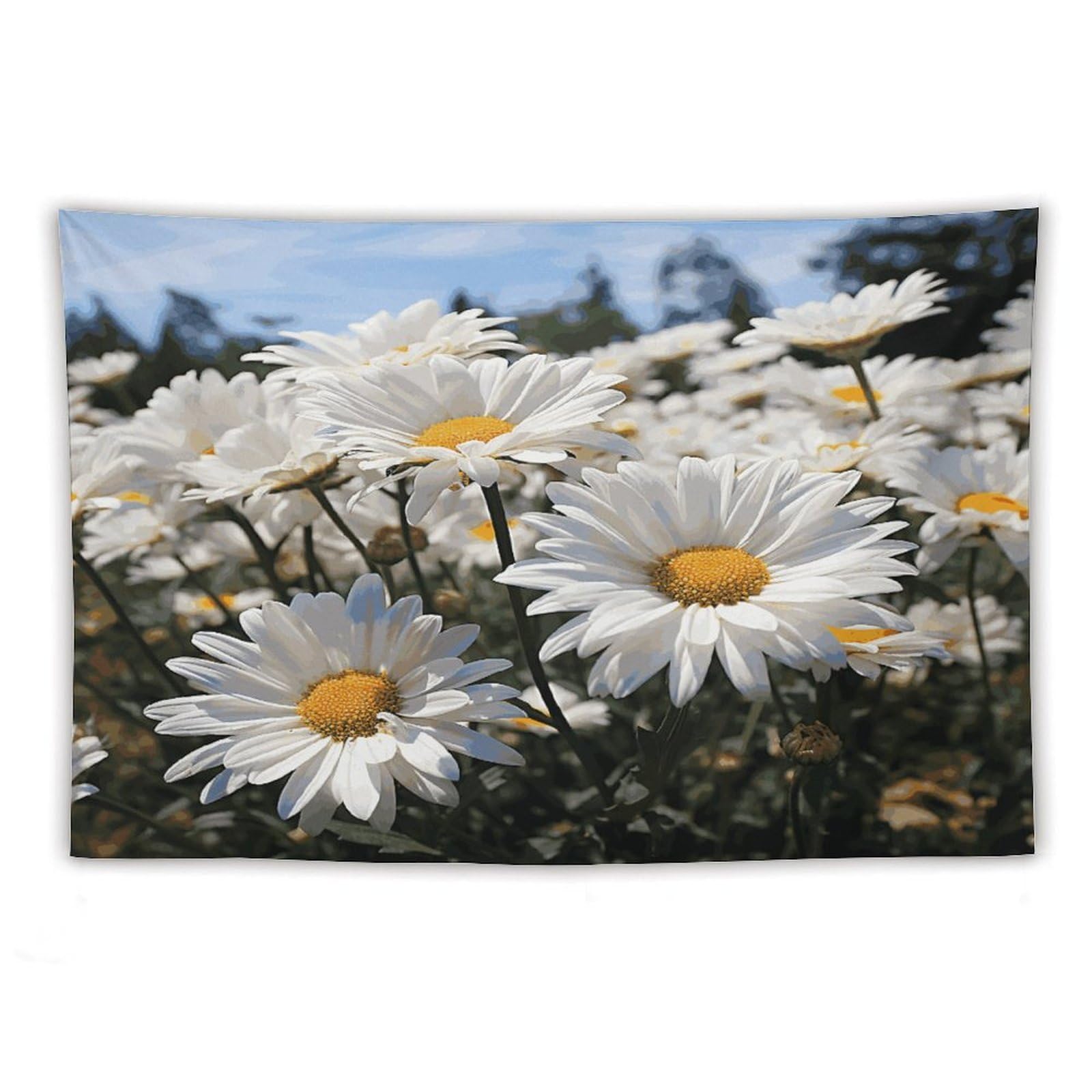 LDGSUPH Wild White Daisies Tapestry Wall Hanging Decor Anti-fading Aesthetic Wall Tapestries Fashion Wall Blanket Decor Modern Wall Art Tapestry for Bedroom Home Decor 60"x90"