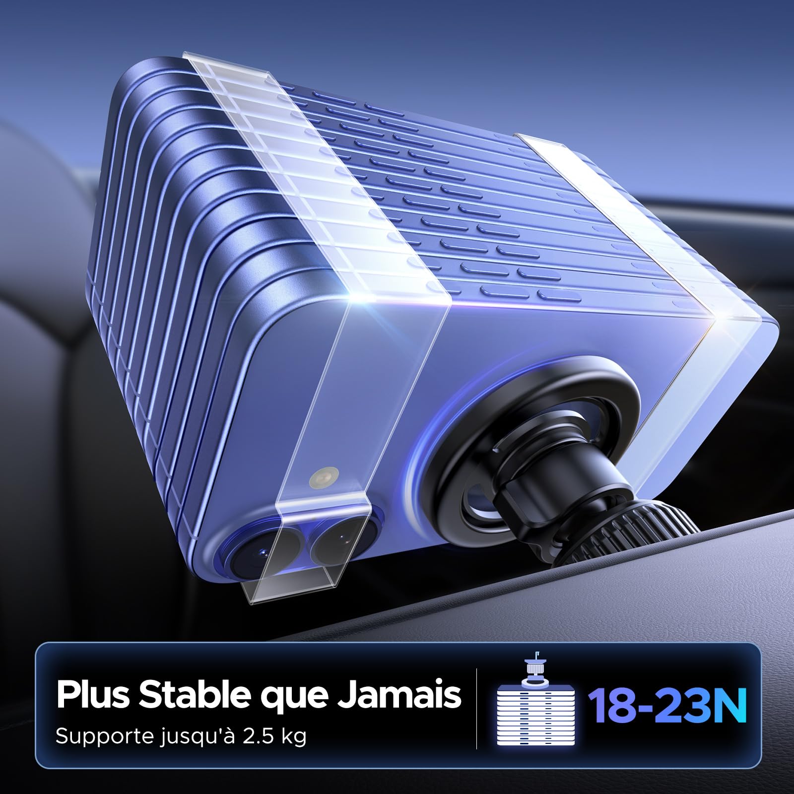 UGREEN Support Téléphone Voiture Magnétique pour MagSafe Porte Smartphone Voiture Rotatif à 360°avec Crochet Magnétique en Métal Compatible avec iPhone 17 Pro Max 16 15 Galaxy S25 S24, Noir