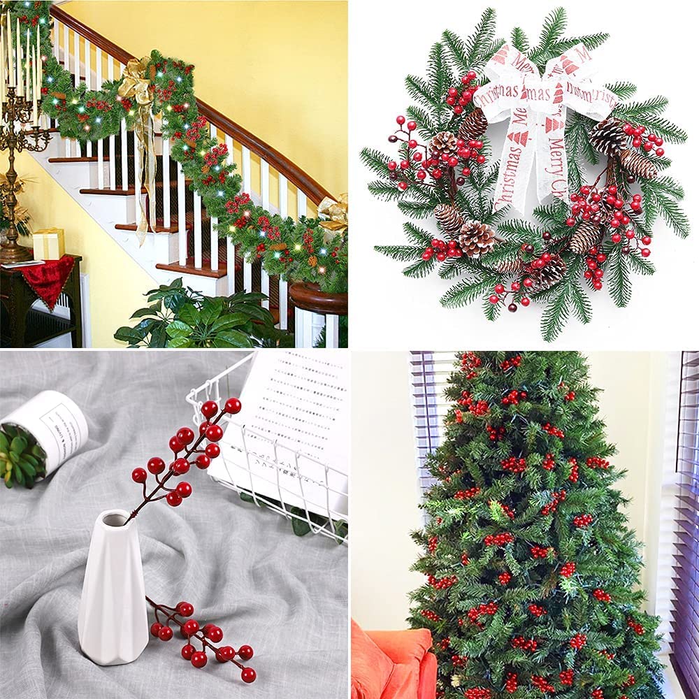 TIED RIBBONS 50 Pcs Christmas Artificial Golden Berries Stems Decorations Items for Xmas Tree Garland Wreath Art and Craft Ornament Props - Christmas Decorations Items 3