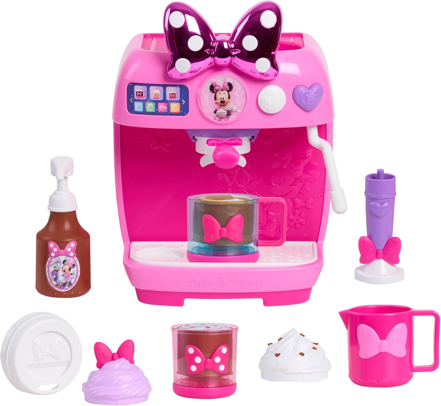 Disney Jr. Minnie Mouse Rise & Shine Bowrista Set, 10 Inch Play Espresso Machine, Ages 3 and Up