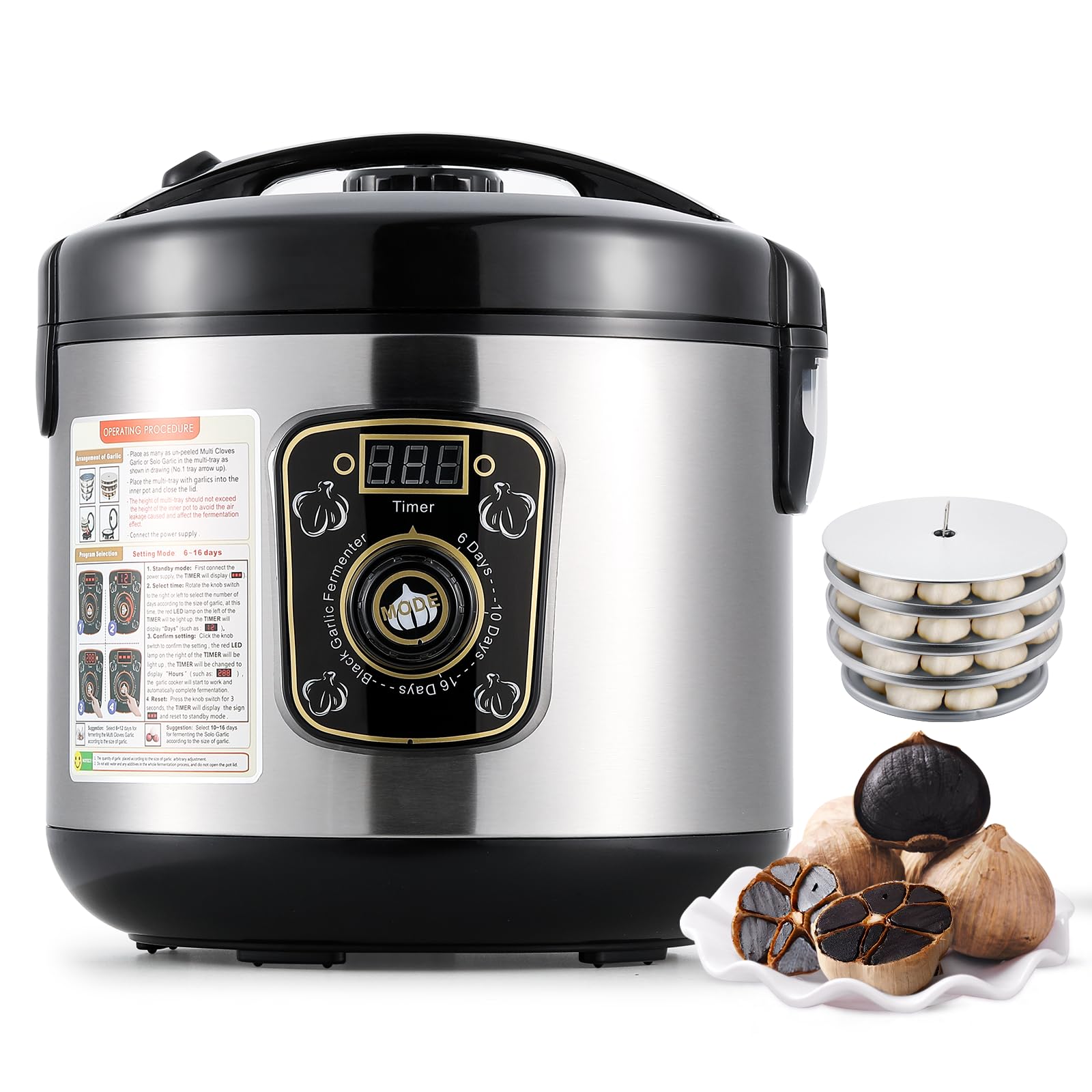 Fermentador de ajo negro de 8 litros, máquina de fermentación de ajo negro, fácil operación con un solo botón, máquina automática inteligente de ajo negro de gran capacidad con control de