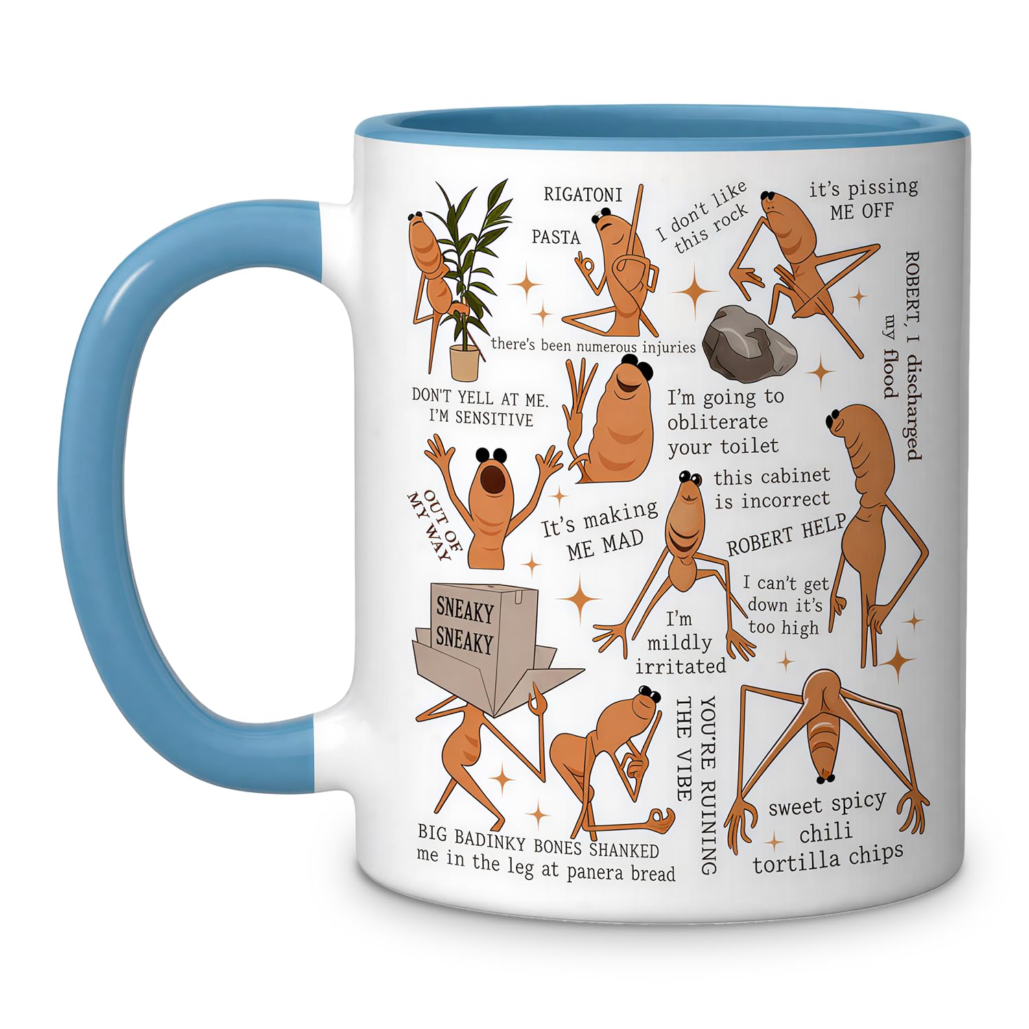 Marcus Theme Cute Mug, Ceramics Coffee Cup with Funny Pattern, Humor Worm Coffee Mugs with Handle, Funny Mugs for Men Women, Novelty Mug for Tea, Milk, Coffee, Drink, Gifts for Fans Merch