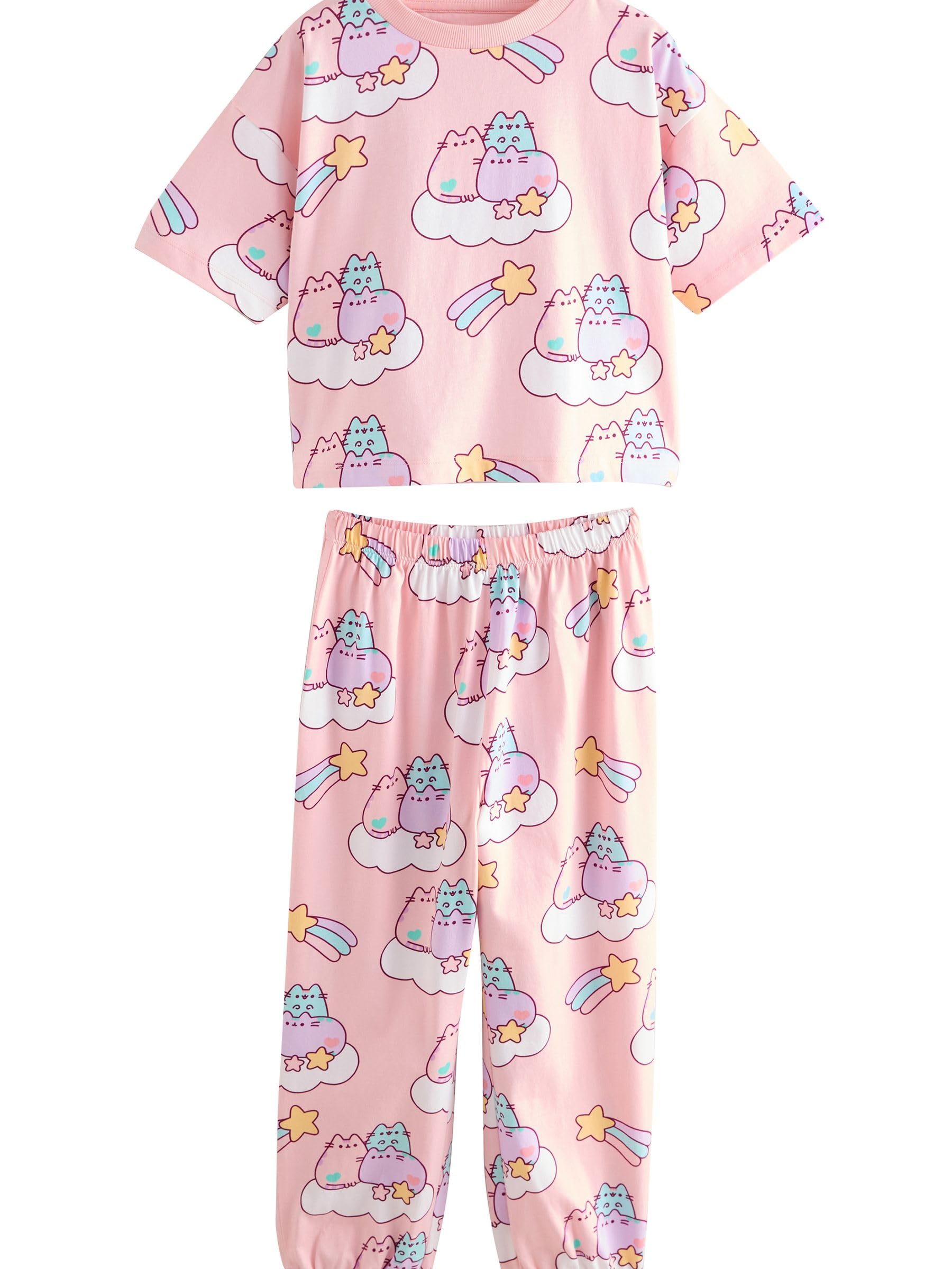 NEXT Mädchen Schlafanzug mit Jogginghose im 2er-Pack, Pusheen
