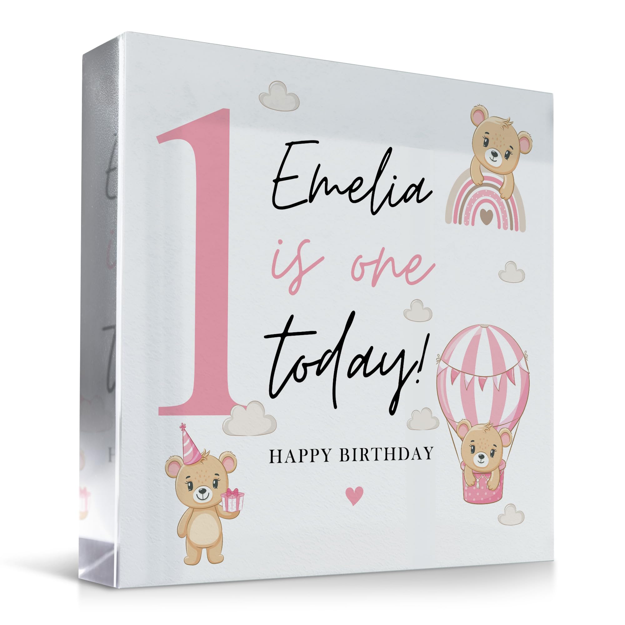 Red Ocean Personalised 1st Birthday For Baby Girl ONE TODAY Acrylic Plaque Nursery Decor First Birthday For Daughter Granddaughter Niece Goddaughter Keepsake