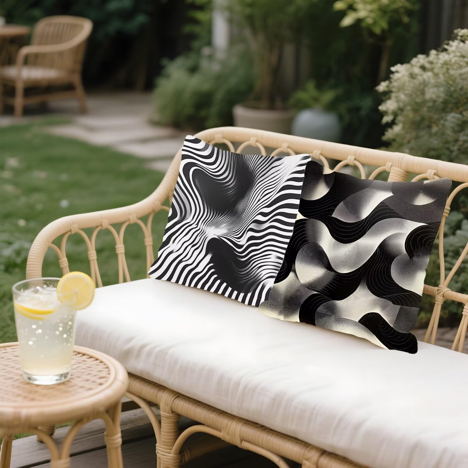 Cojines Sofa Fundas Cojines 40x40cm SúPer Suave Cojin Geometría Raya Juego de 4, Fundas Almohada Impermeable Exterior, Interior Y Exterior Cojin Decorativos, Para JardíN SalóN Regalos NavideñOs P-335