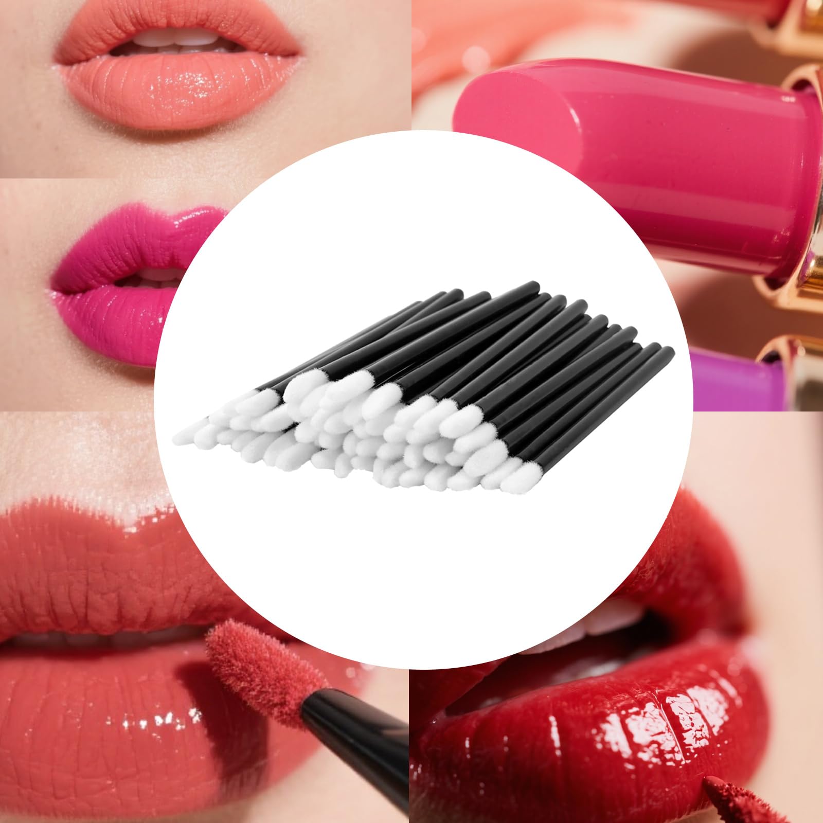 KEILEOHO 800 pennelli per labbra usa e getta, colore nero, in materiale PP, per rossetto e rossetto, applicatore cosmetico