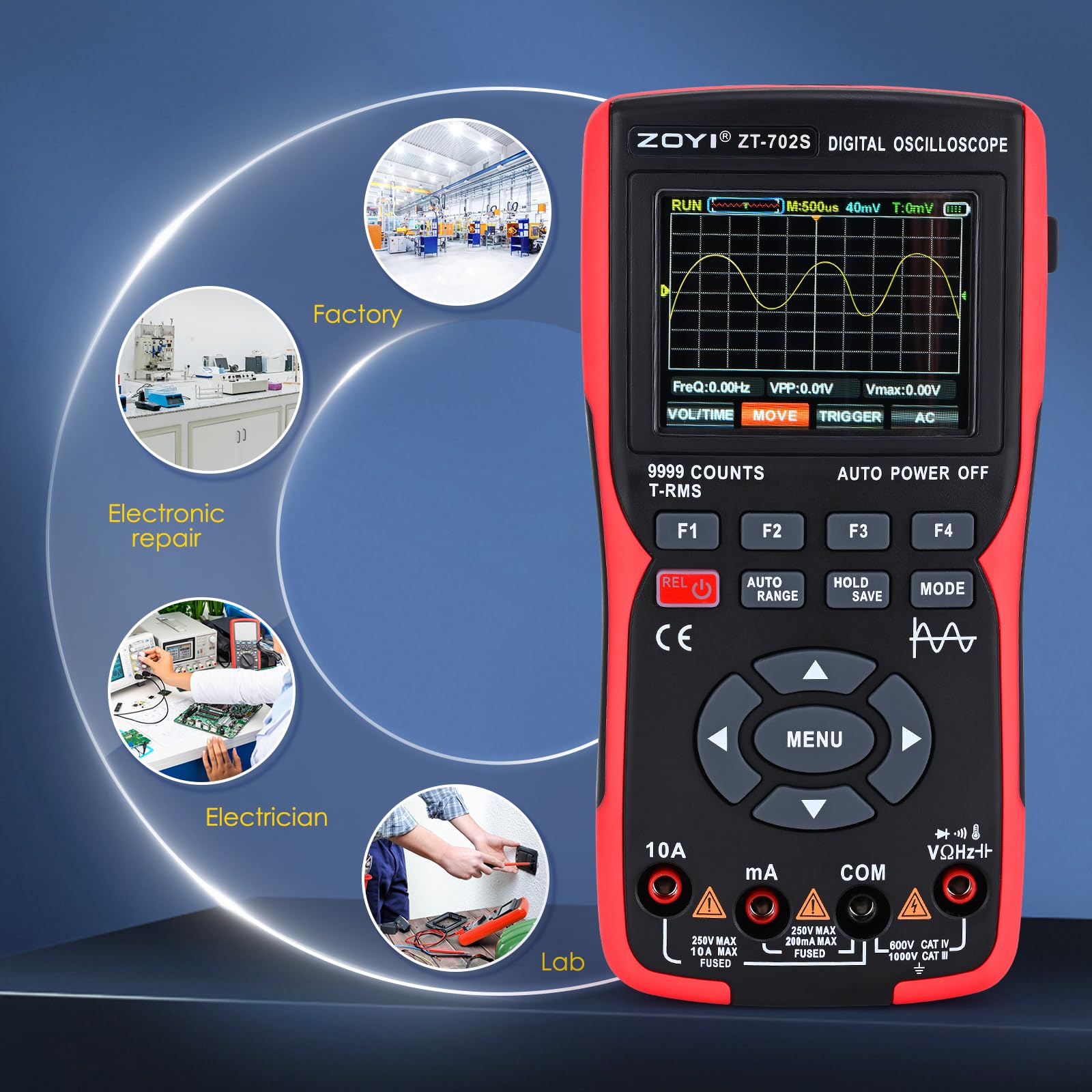 Oscilloscope Multimètre Numérique 2 En 1, Bande Passante de 10 MHz, Taux D'échantillonnage de 48 Msa/s, Kit de Testeur Oscilloscope