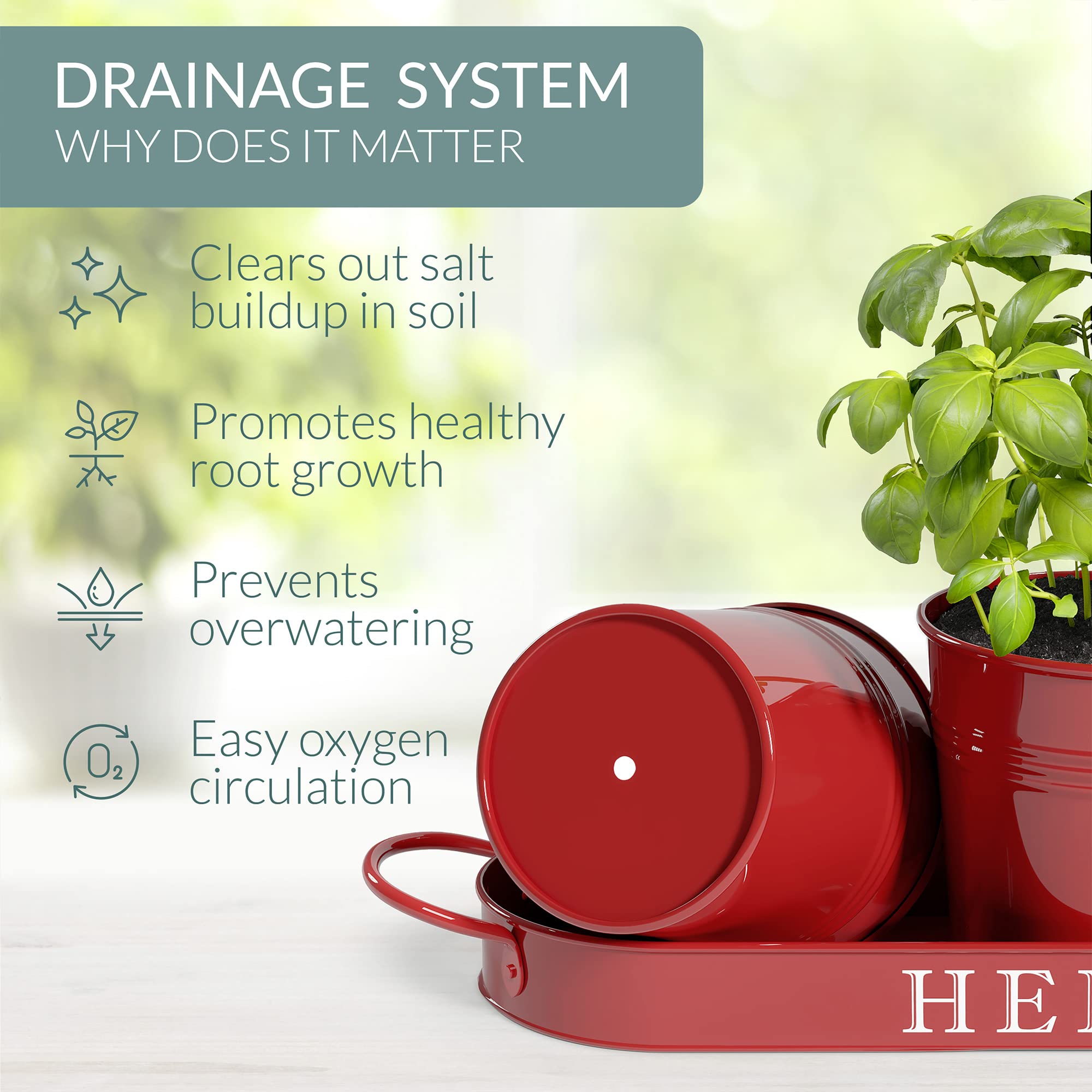 Indoor Herb Garden Planters - Rustic Brick Red -7