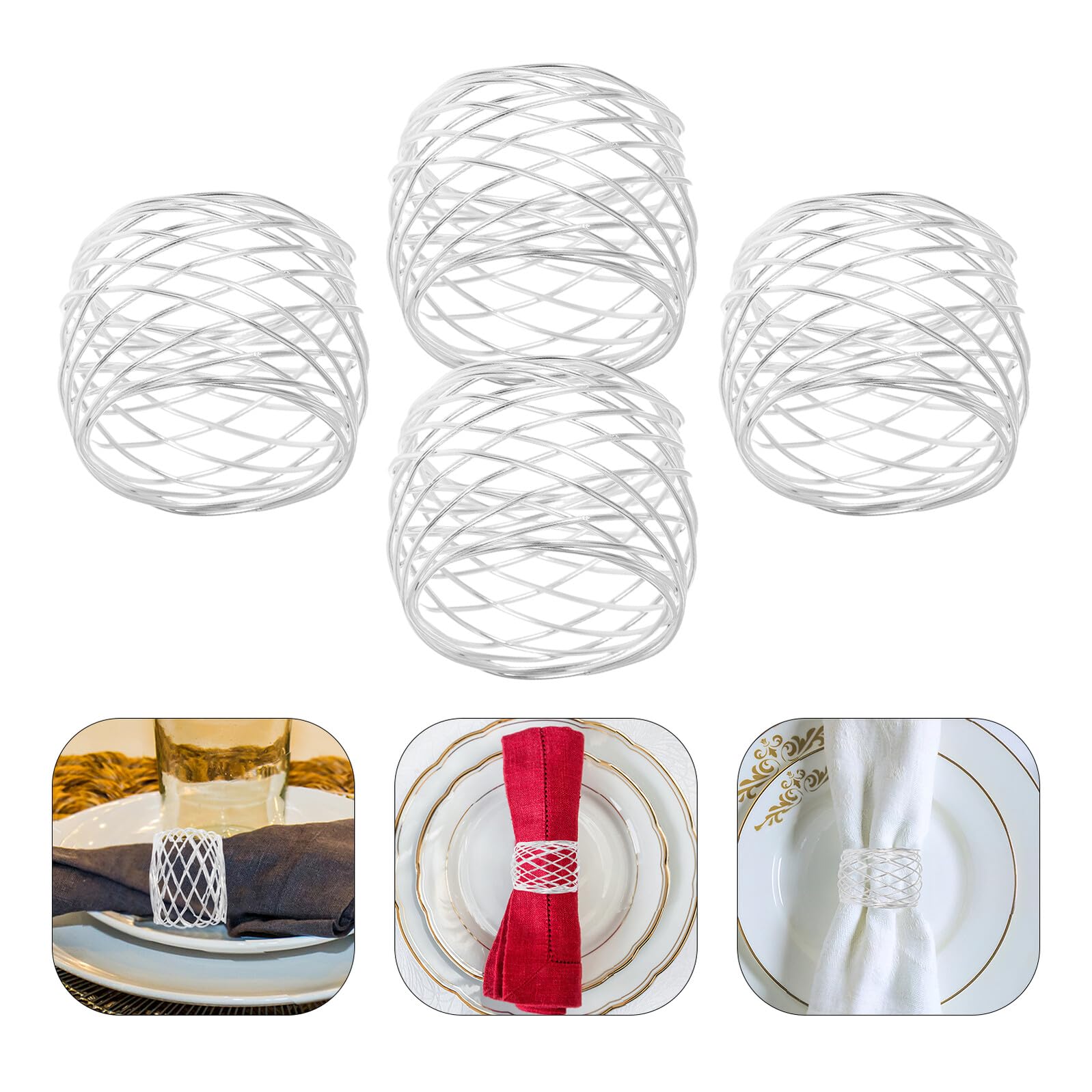 6 Stück Metall Serviettenringe Verdrehter Draht Mesh Design Langlebig Tischdekoration für Dinner Party Hochzeit Thanksgiving Weihnachten Festliche Serviettenschnallen
