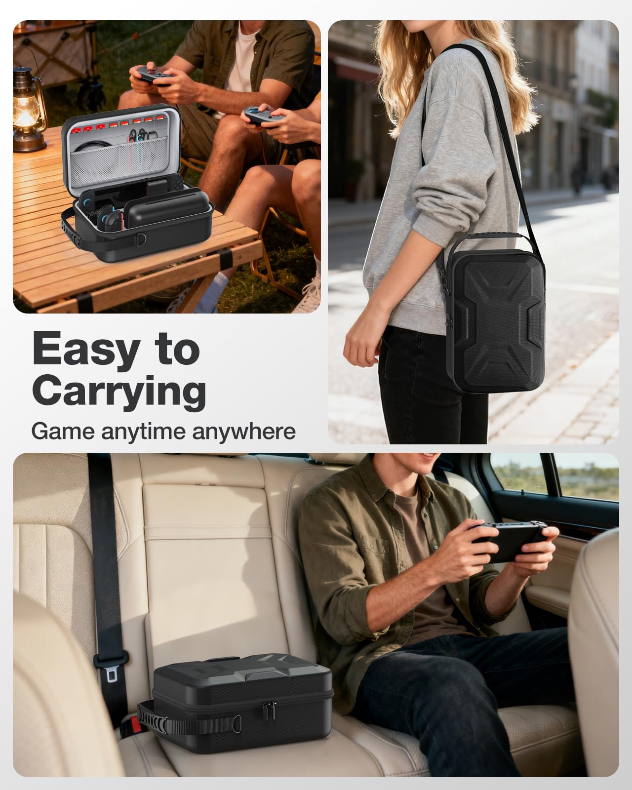 HEIYING Switch 2 Tragetasche für Switch 2 mit Extra Fächern für Zubehör | Harte Reisetasche, Umfassender Schutz, Fächer für Sämtliches Zubehör, Ideal für Reisen und Ausflüge