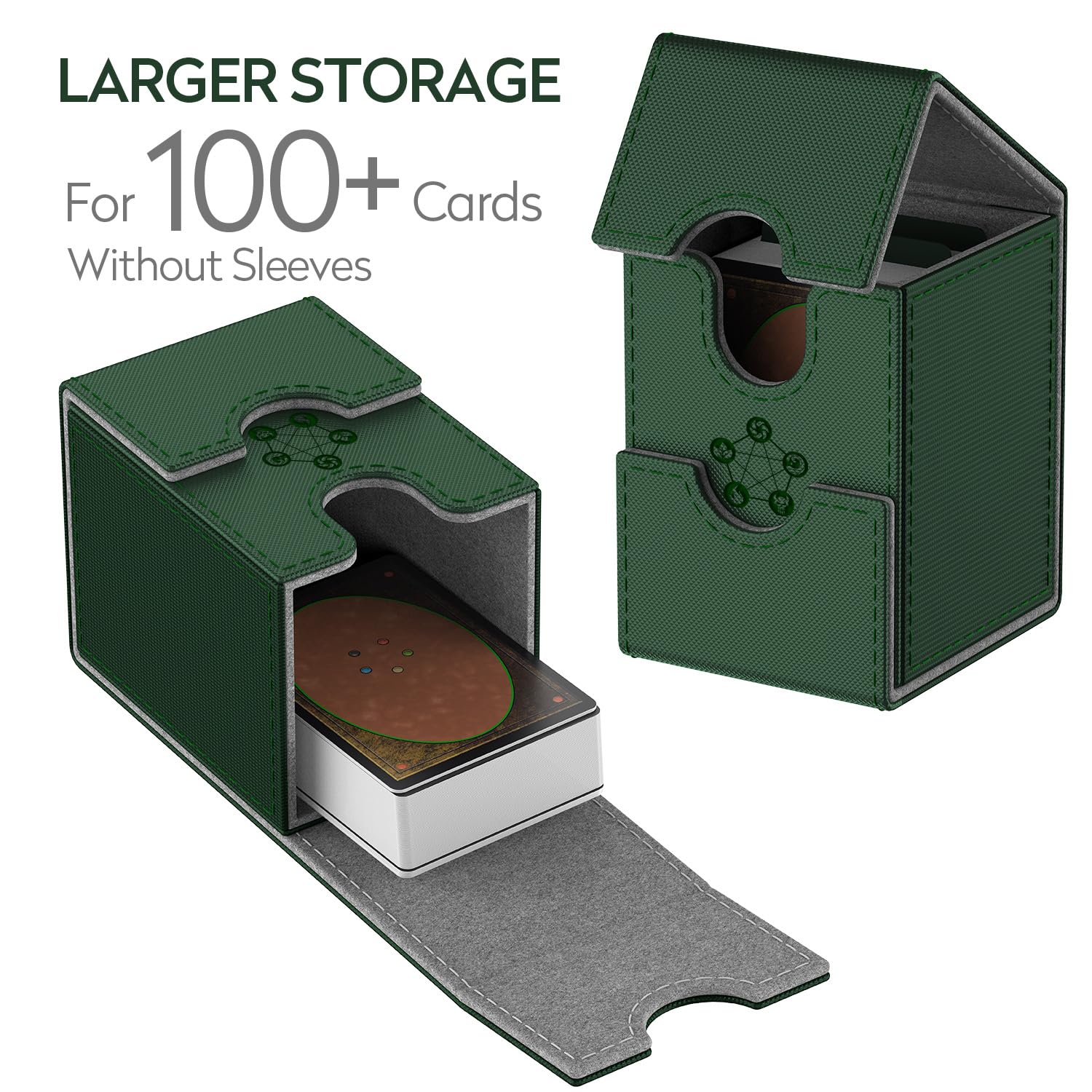 Scatola Porta Carte per MTG Carte, Magnetica Deck Box con 2 Divisori, Con Capacità di 110 TCG Carte, Ideale per le Carte Collezionabili - Verde