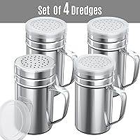 Vista 6 de CUSINIUM Juego de 4 saleros y pimenteros grandes de acero inoxidable de 14 oz - Con tapa de plástico - Con asa