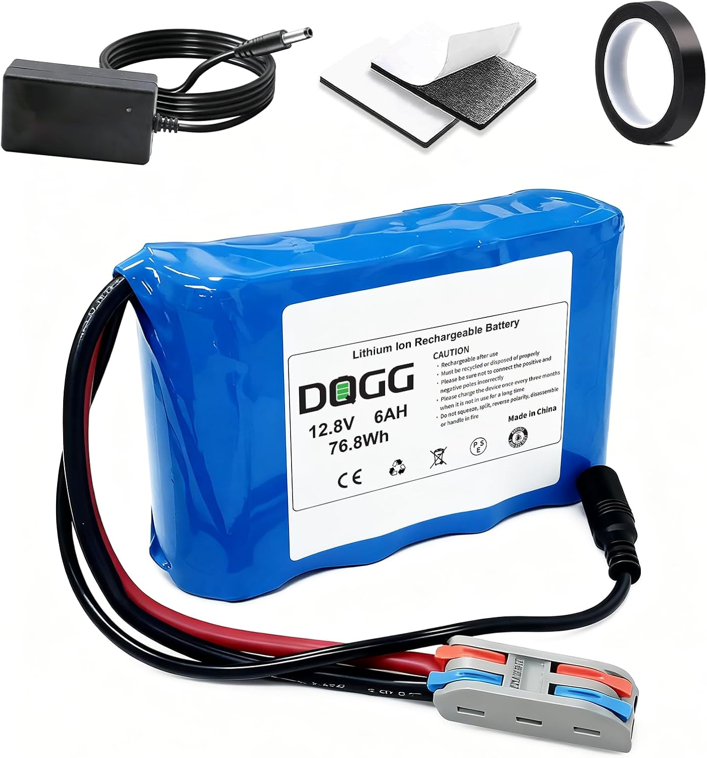 12.8V 6000mAH Rechargeable Li-ion Battery, Bare Leads Wire Replacement Lithium Battery Pack with 12V Charger for 12Volt Devices, Kids Ride on Toys, RC Car, Boat, Robot, DIY, LED, etc (4S1P)