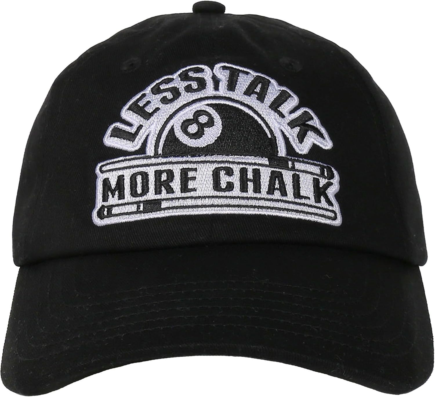 InnoBeta Pool Player Billiards Gifts - Less Talk More Chalk Hat - 8 Ball Gifts for Men Women - Embroidered Baseball Cap Black