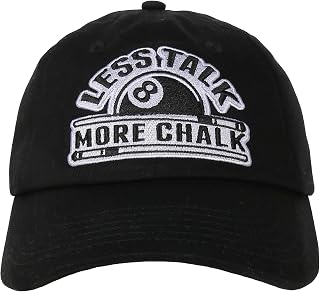 InnoBeta Pool Player Billiards Gifts - Less Talk More Chalk Hat - 8 Ball Gifts for Men Women - Embroidered Baseball Cap Black