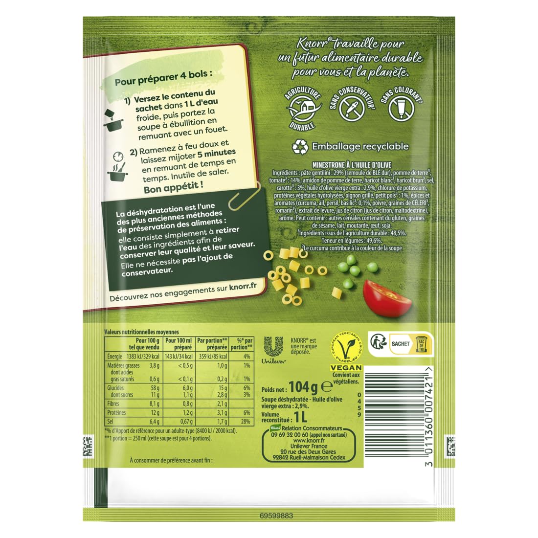 Knorr Soupe Minestrone à l'Huile d'Olive, 104g