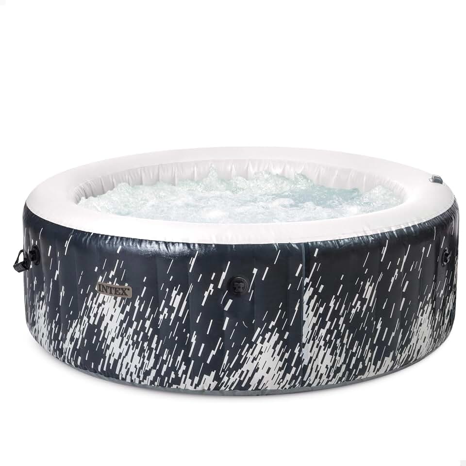 Intex 28486 - Hydromassage gonflable rond PureSpa Bubble Blue, 4 places, 100 jets, en PVC et multicolore, dimensions 180 x 66 cm