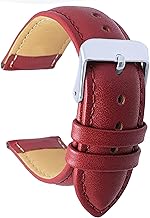 Talk Time Padded Leather Watch Strap Glove Grain Red